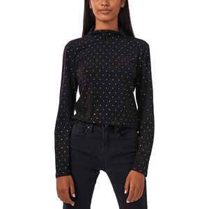 Riley & Rae Womens Black Dot Print Cowlneck Pullover Top Small